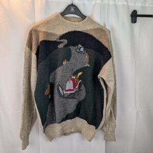 Iceberg Men's Beige and Black Sweater with Racing Design Size L In GUC